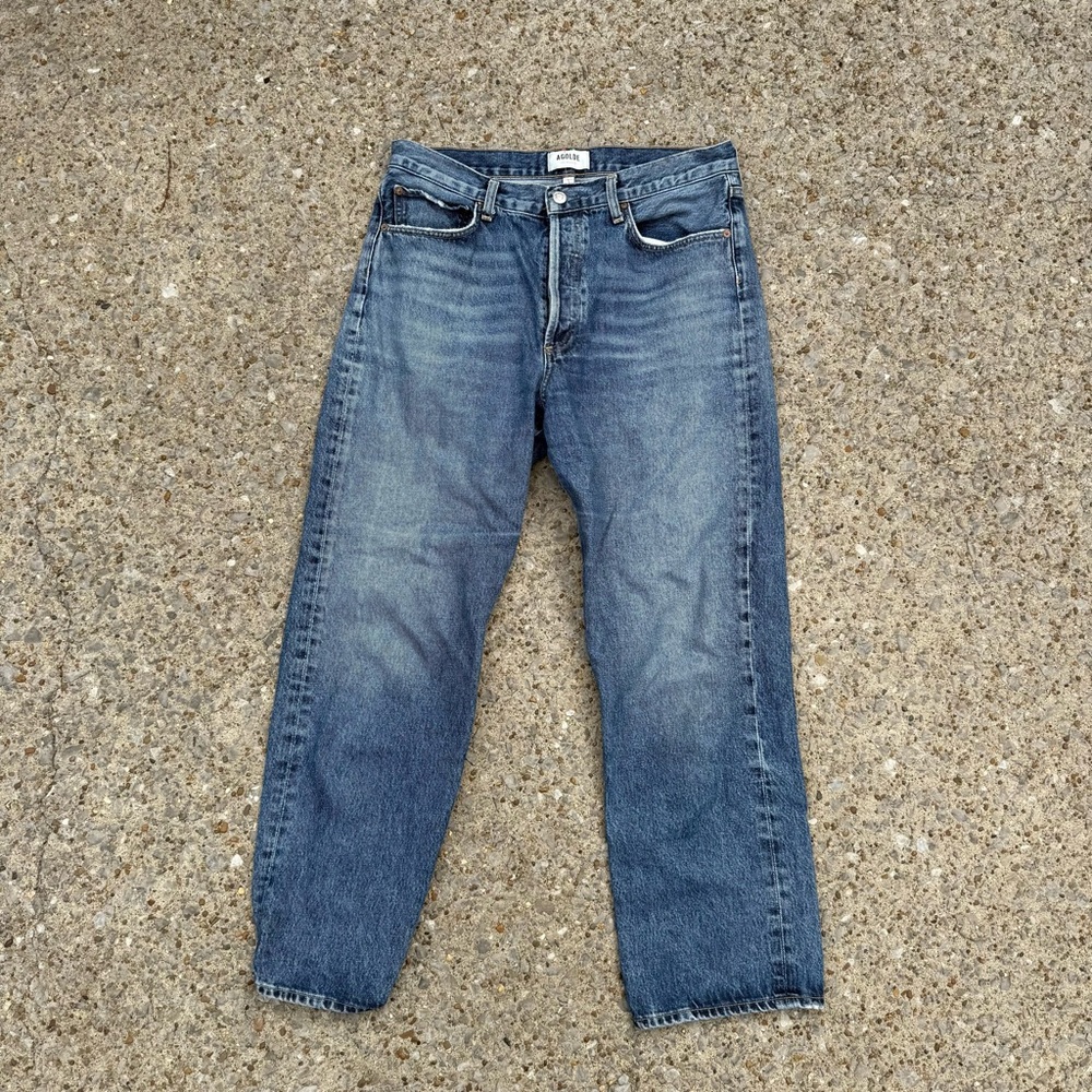 Agolde Women's High-Rise Straight Leg Jeans — Blue Wash